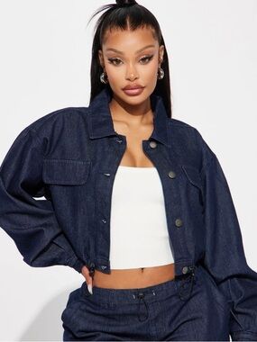 Fashion Nova Jean Jacket High Road Blue Size Small